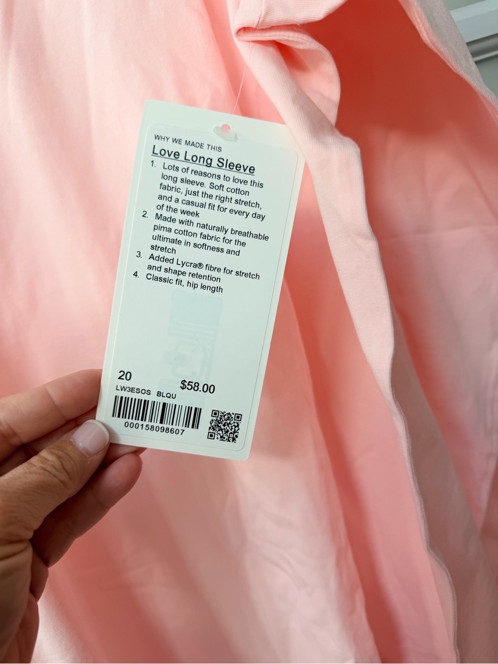 lululemon athletica Soft Blush Pink Crew Neck Long Sleeve Tee - Picture 3 of 5